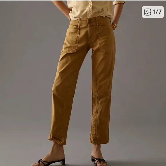New Anthropologie Pilcro The Wanderer  Low Rise Pants Sz 25 Khaki/Sand - Picture 2 of 16